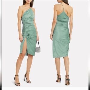 Anthropologie Ronny Kobo Dress One Shoulder Zarma Ruched Faux Suede Green M